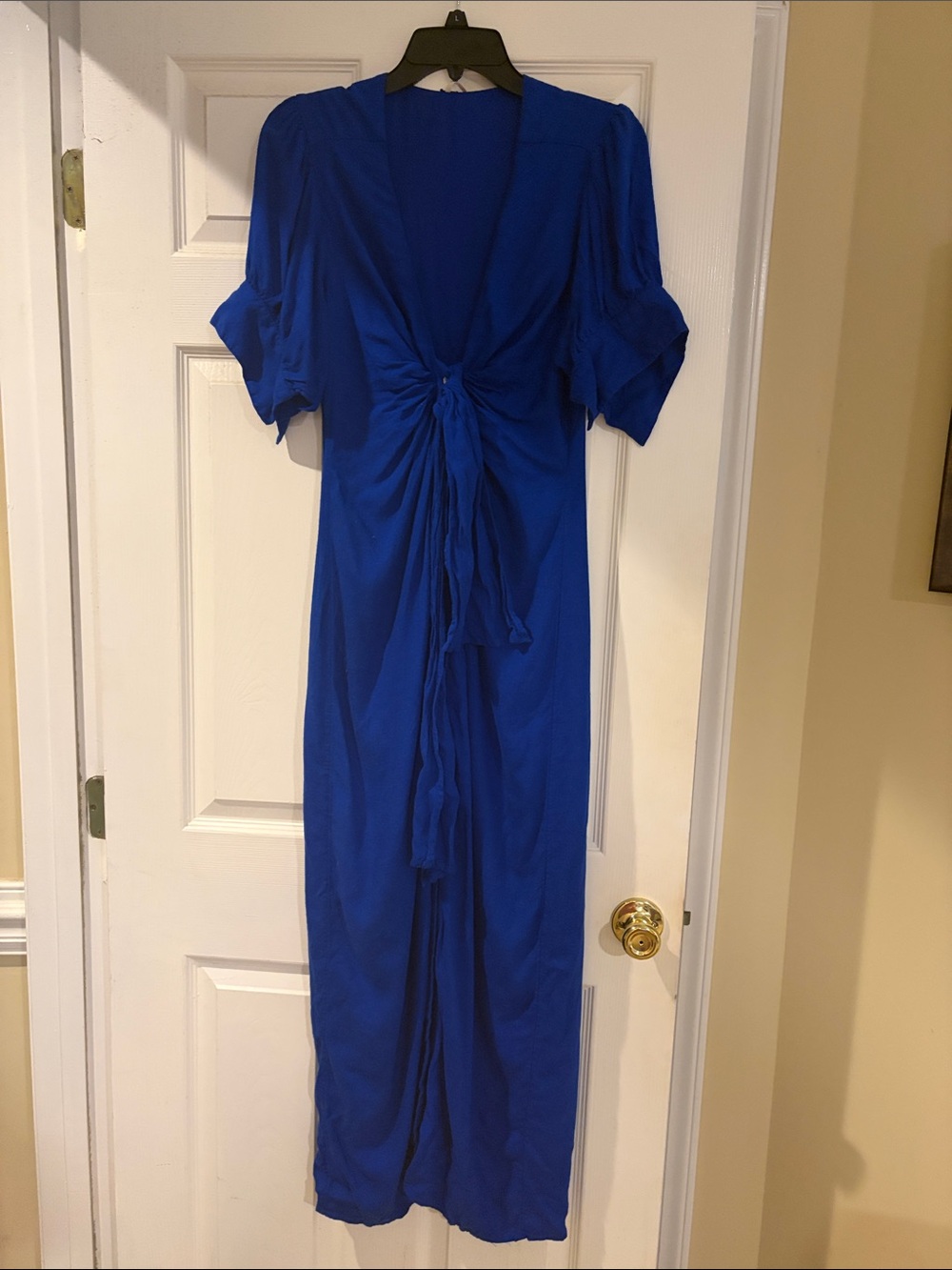 Free People Royal Blue Tie-Front Maxi Dress